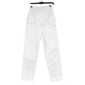 &Denim Mama Maternity Straight Ankle Jeans High‎ Rib White Size M